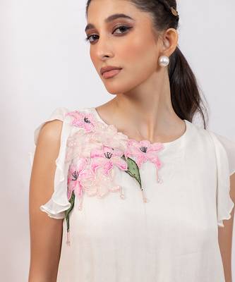 Ivory rose ombre embroidered chinon co ord set 2