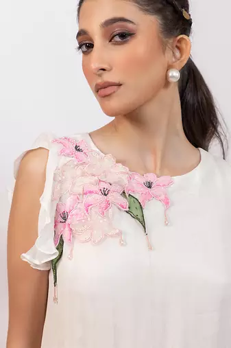 Ivory rose ombre embroidered chinon co ord set