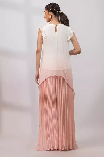 Ivory rose ombre embroidered chinon co ord set