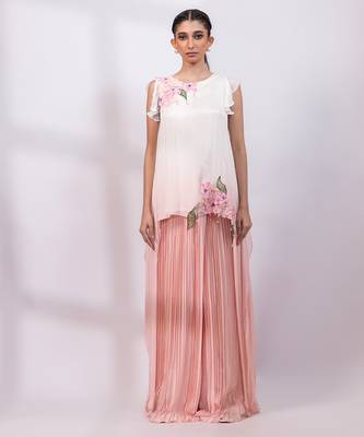 Ivory rose ombre embroidered chinon co ord set 4