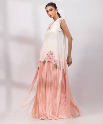 Ivory rose ombre embroidered chinon co ord set 5