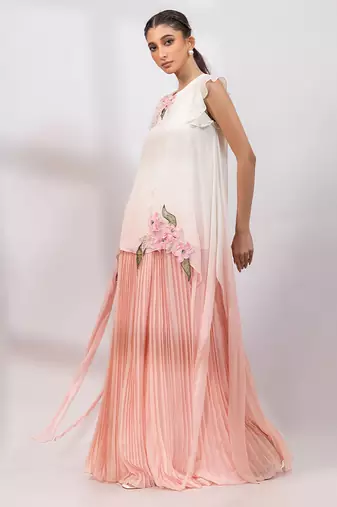 Ivory rose ombre embroidered chinon co ord set
