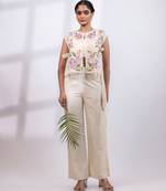 Ivory embroidered silk organza co ord set