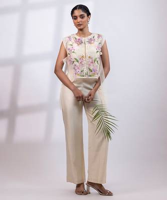 Ivory embroidered silk organza co ord set 3