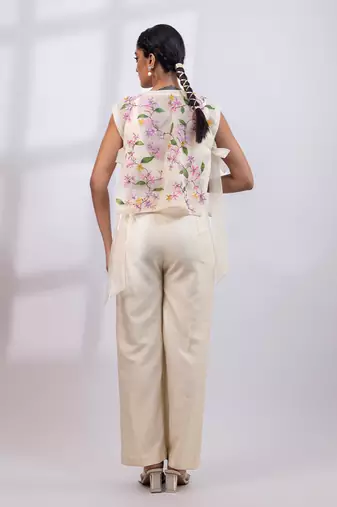 Ivory embroidered silk organza co ord set