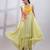 Pale lime green embroidered chinon draped dress