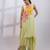 Pale lime green embroidered chinon draped dress