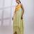 Pale lime green embroidered chinon draped dress