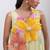 Pale lime green embroidered chinon draped dress