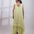Pale lime green embroidered chinon draped dress