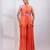Coral orange embroidered chinon co ord set