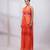 Coral orange embroidered chinon co ord set