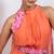 Coral orange embroidered chinon co ord set