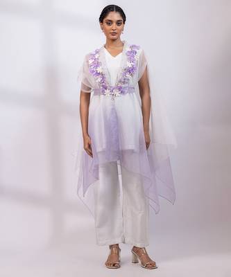 Ivory lavender ombre silk organza co ord set 1