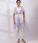 Ivory lavender ombre silk organza co ord set