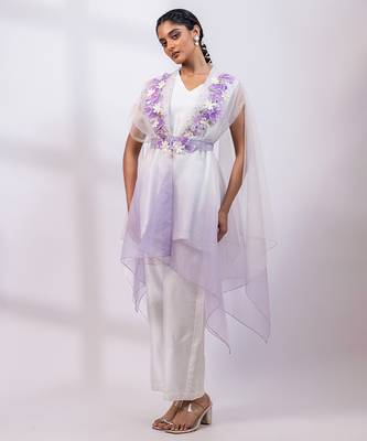 Ivory lavender ombre silk organza co ord set 2