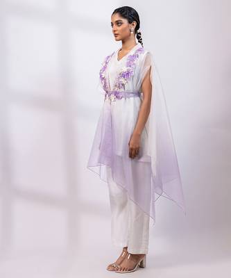 Ivory lavender ombre silk organza co ord set 3