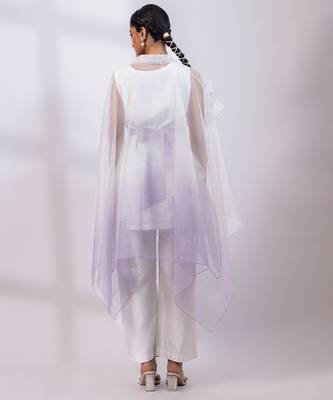 Ivory lavender ombre silk organza co ord set 5