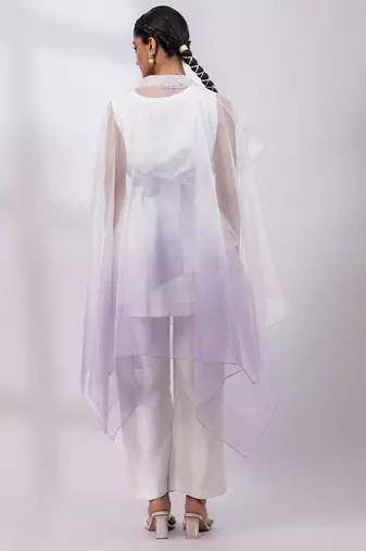 Ivory lavender ombre silk organza co ord set