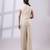 Ivory yellow embroidered silk organza co ord set