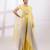 Citron yellow chinon organza jumpsuit cape set