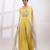 Citron yellow chinon organza jumpsuit cape set