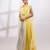 Citron yellow chinon organza jumpsuit cape set
