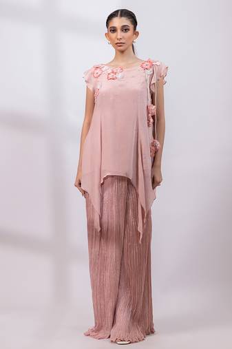 Dusty rose ombre embroidered chinon co ord set