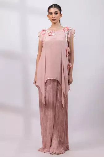 Dusty rose ombre embroidered chinon co ord set