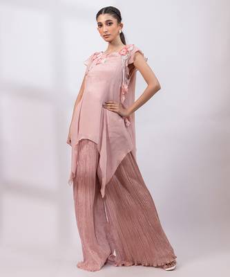 Dusty rose ombre embroidered chinon co ord set 2
