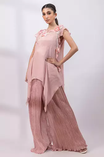 Dusty rose ombre embroidered chinon co ord set