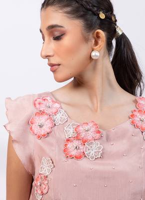 Dusty rose ombre embroidered chinon co ord set 4