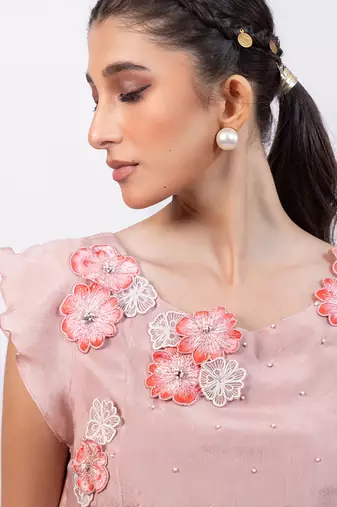 Dusty rose ombre embroidered chinon co ord set