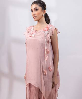 Dusty rose ombre embroidered chinon co ord set 5