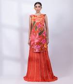 Rust orange embroidered chinon co ord set