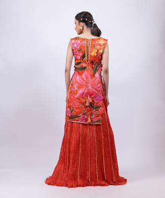 Rust orange embroidered chinon co ord set 4