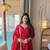 Red brocade silk blend  party wear embroidery sharara suit set