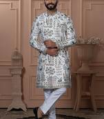 White navabi style indowestern for men 