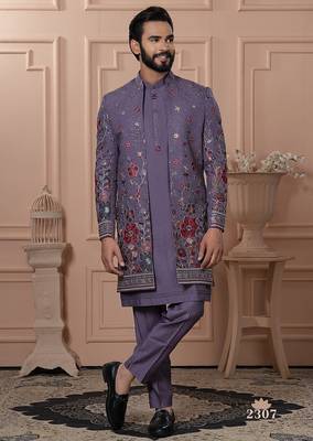 Lavender open indowestern for men  1