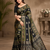 Black Color Jaqurad Weaving Meenakari Bird And Peacocks Figure Strip Crepe Georgette Saree