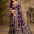 Plum Color Jaqurad Weaving Meenakari Bird And Peacocks Figure Strip Crepe Georgette Saree