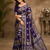 Purple Color Jaqurad Weaving Meenakari Bird And Peacocks Figure Strip Crepe Georgette Saree