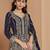 Embroidered navy blue faux georgette anarkali suit