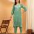 Women green ethnic motifs embroidered lucknowi chikankari rayon kurti & palazzo set