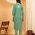 Women green ethnic motifs embroidered lucknowi chikankari rayon kurti & palazzo set