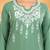 Women green ethnic motifs embroidered lucknowi chikankari rayon kurti & palazzo set