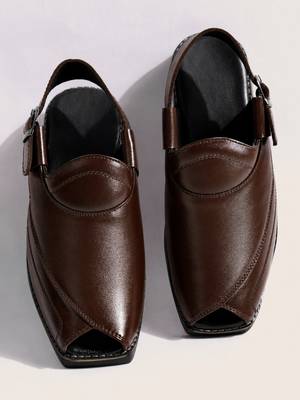 Vastramay men synthetic patent square toe buckle shoes - chocolate brown 1