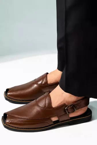 Vastramay men synthetic patent square toe buckle shoes - chocolate brown
