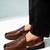 Vastramay men synthetic patent square toe buckle shoes - chocolate brown