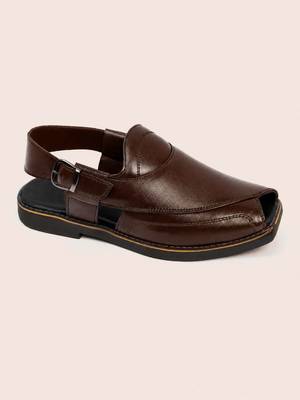 Vastramay men synthetic patent square toe buckle shoes - chocolate brown 4